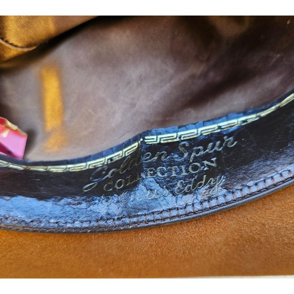 Vintage Chris Eddy Cowboy Hat Brown Wool Ltd Ed Golden Spurs Collec Mens Size 7 - Picture 8 of 11